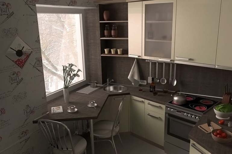 Interiér kuchyně v Chruščov