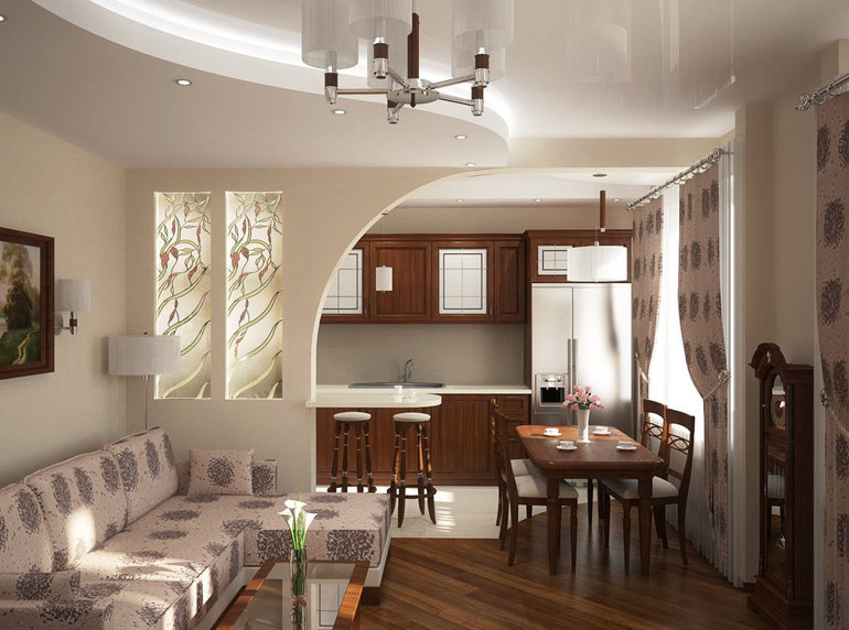 Cozinha moderna combinada com sala de estar