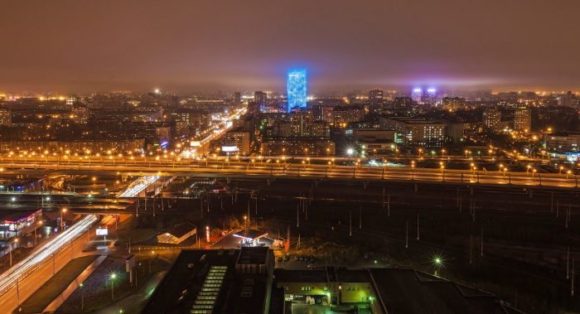 Kilátás a Szentpétervár vezetői toronyjából