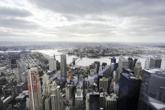 Άποψη από το κατάστρωμα παρατήρησης στον Πύργο Ελευθερίας του Παγκόσμιου Κέντρου Εμπορίου, Νέα Υόρκη