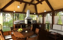 Summer kitchen in the country with barbecue grill: how to build