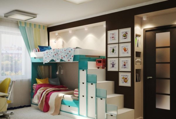 20 idéer för att dekorera ett barnrum för två